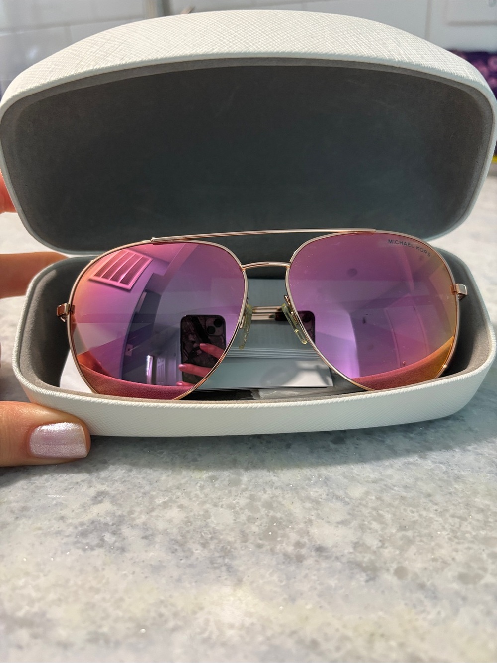 Michael Kors Rose Gold Mirrored Aviator Sunglasses